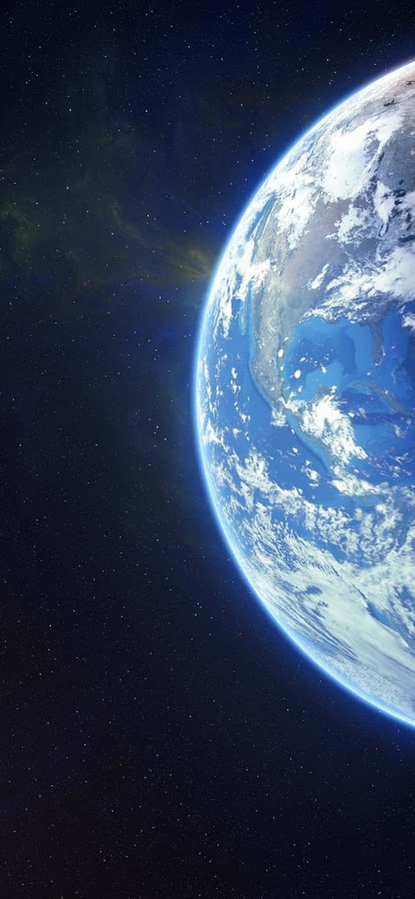 planet earth 桌布 壁紙 — 從太空俯瞰地球的壯麗景色，展現藍色海洋、白色雲層和深邃黑色中的星空宇宙。