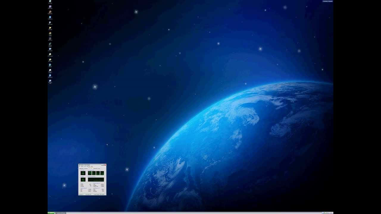  壁紙 — 從太空看到地球的壯麗景色，帶有發光的藍色大氣層和散落在黑暗虛空中的星星。