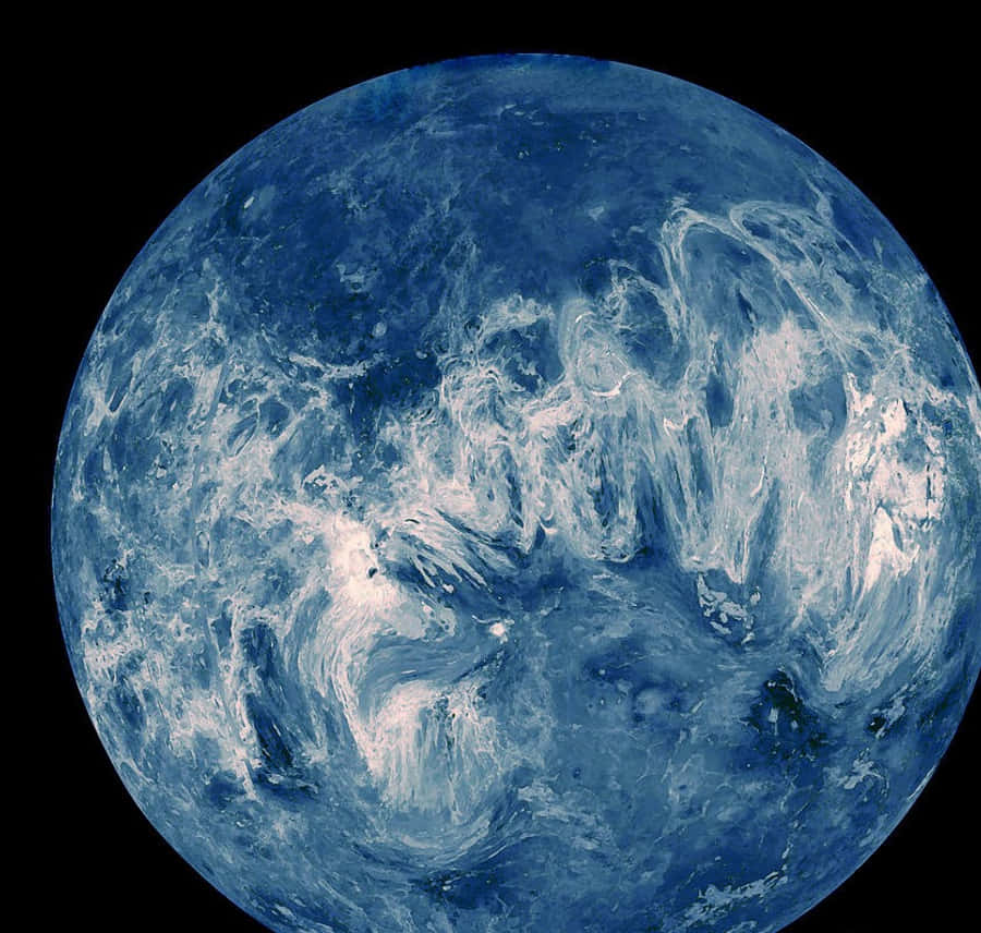 Blue Planet 桌布 壁紙 — 從太空觀看，一個帶有白色雲層的旋轉藍色星球，背景是黑色虛空。