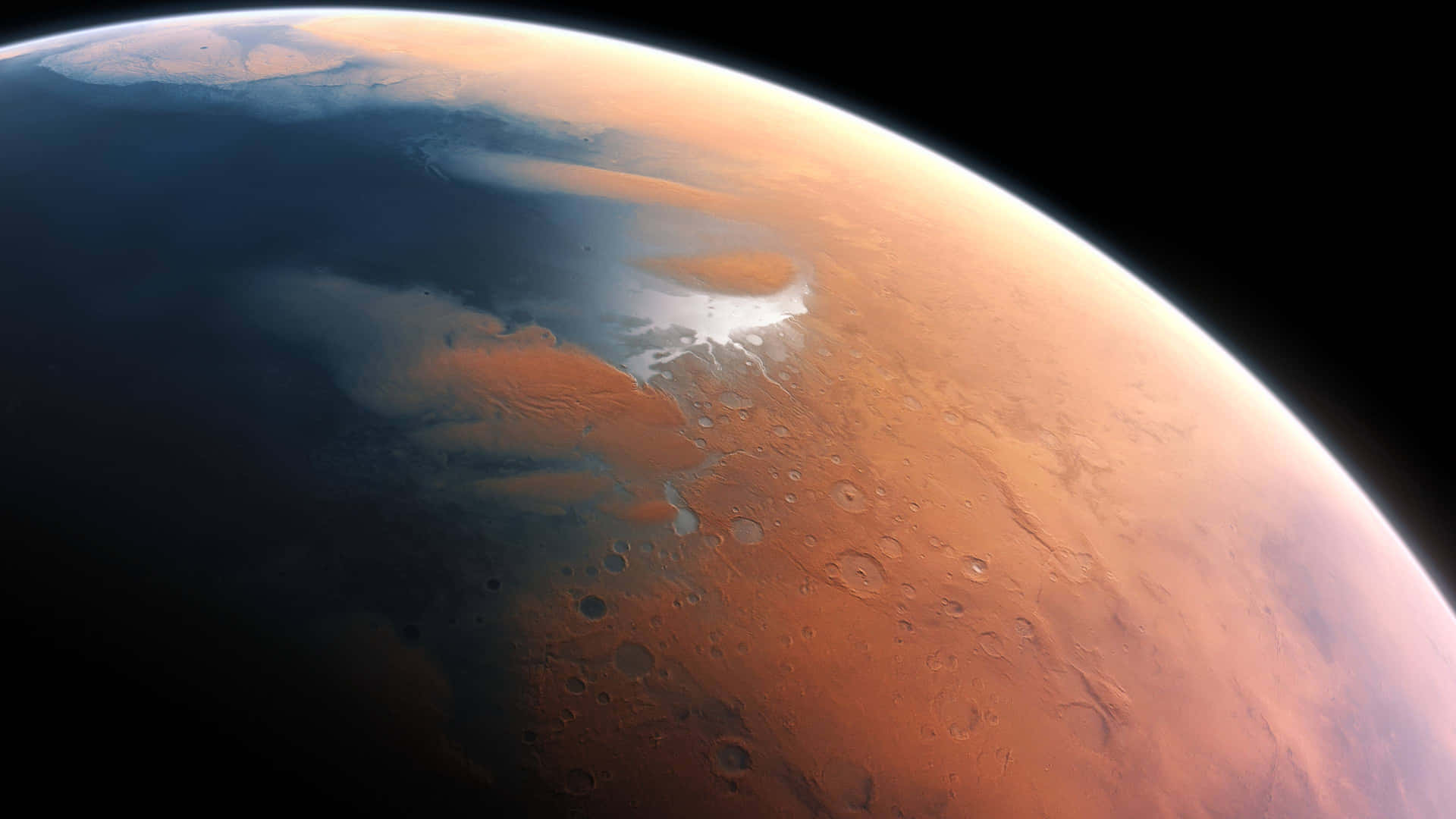 從太空觀看火星 — 4K 壁紙