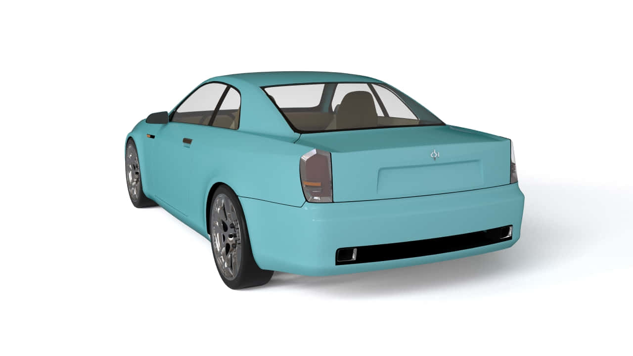 Car Model 桌布 壁紙 — 從後方觀看，一輛時尚的藍綠色轎車，背景為純白色攝影棚。
