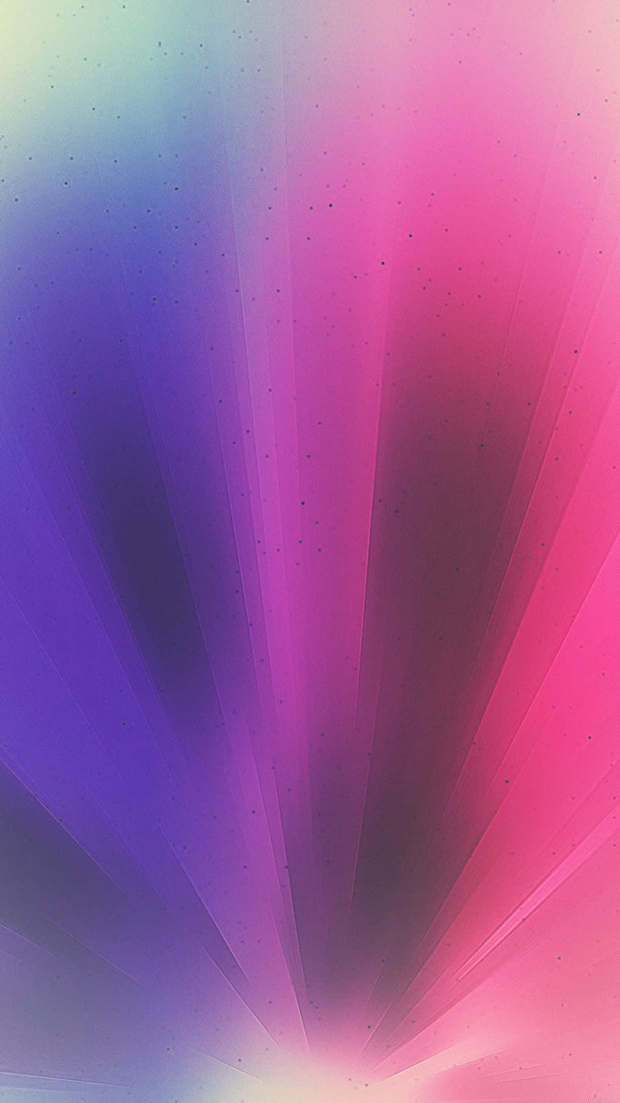 桌布 壁紙 — 從明亮中心爆發的鮮豔放射狀漸變，帶有粉紅色、紫色和藍色條紋，背景帶有斑點。
