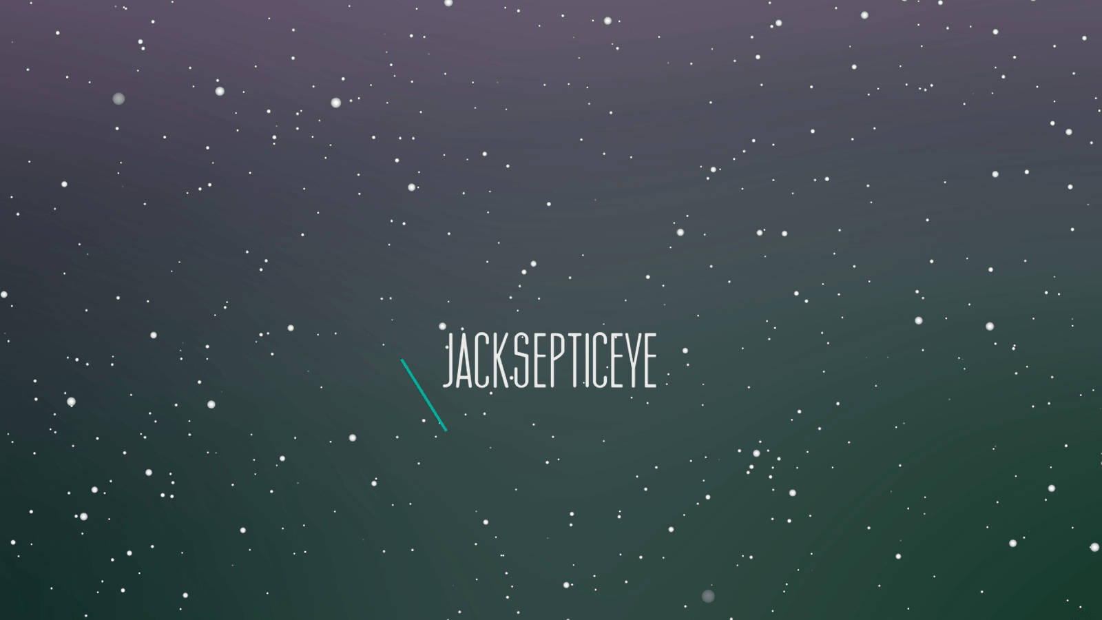 Jacksepticeye 桌布 壁紙 — 從深紫色到藍綠色的漸變背景，點綴著類似星星的白色圓點，中央有一個極簡的文字標誌。