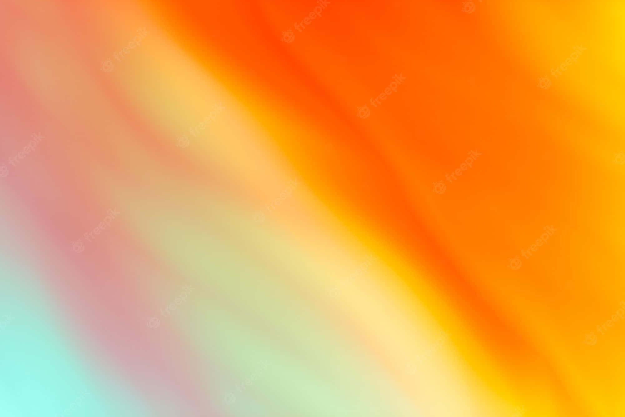 Light Orange 桌布 壁紙 — 從溫暖的橙色到清涼的藍綠色，充滿活力的抽象漸變流動，呈現柔和模糊的條紋。