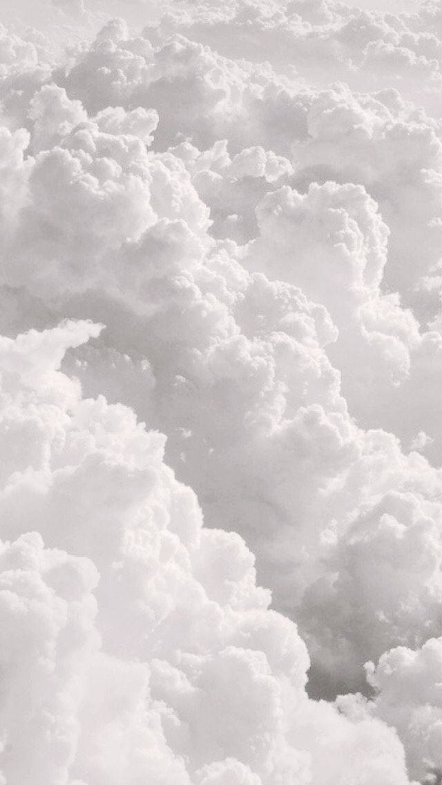Plain White 桌布 壁紙 — 從空中俯瞰密集蓬鬆的白雲，形成柔軟紋理的天空，帶有微妙的灰色陰影。
