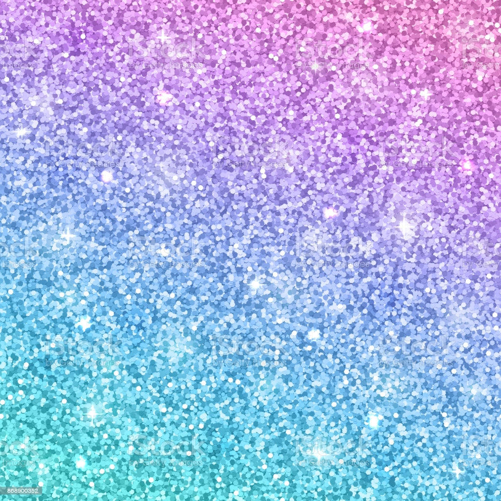 Gradient 桌布 壁紙 — 從紫色到藍色的鮮豔漸變，帶有閃爍的亮片和明亮的白色高光，營造出神奇的閃爍效果。