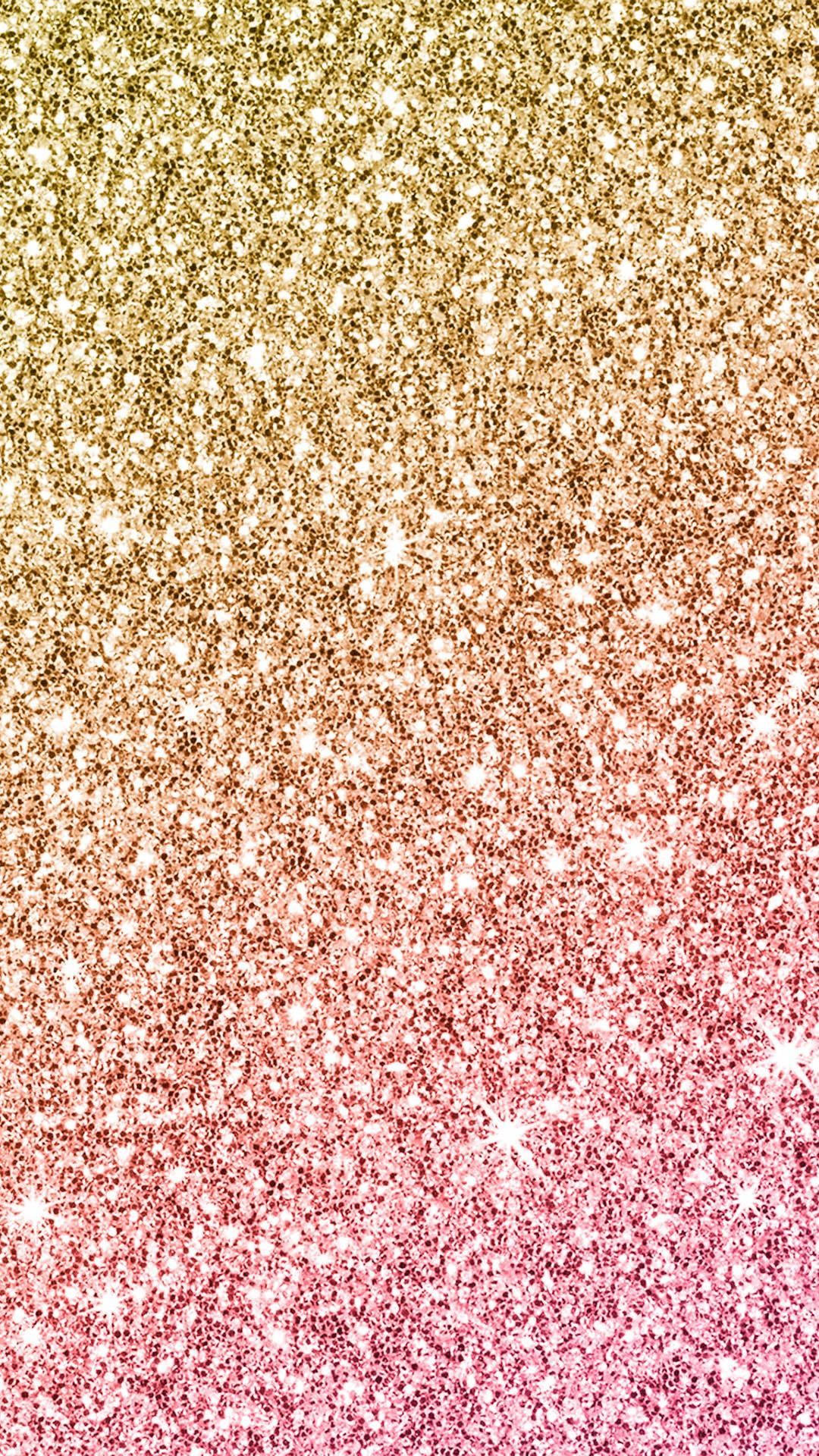 Gold Glitter 桌布 壁紙 — 從金色到粉紅閃粉的閃爍漸變，帶有明亮的白色高光。