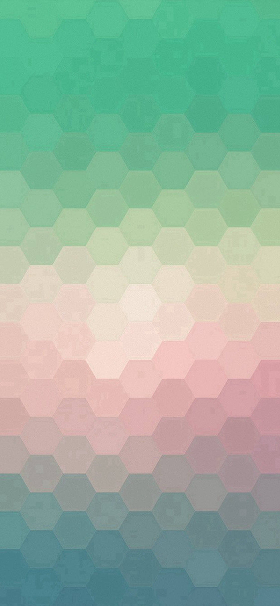 Cool Android 桌布 壁紙 — 從青綠色到柔和粉紅色和灰色六邊形的舒緩漸變，創造出現代抽象壁紙。
