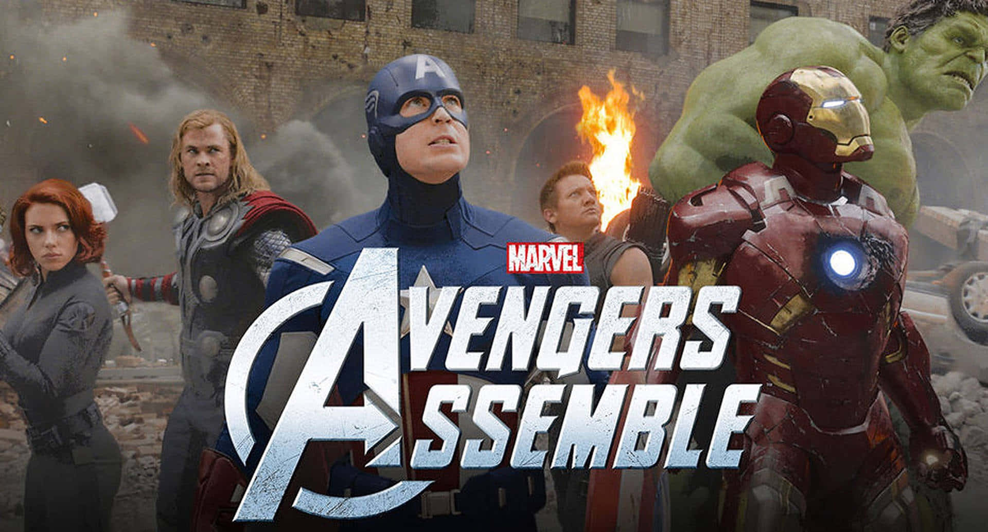 New Avengers 桌布 壁紙 — 復仇者聯盟在熾熱的城市戰場集結，美國隊長帶頭衝鋒。