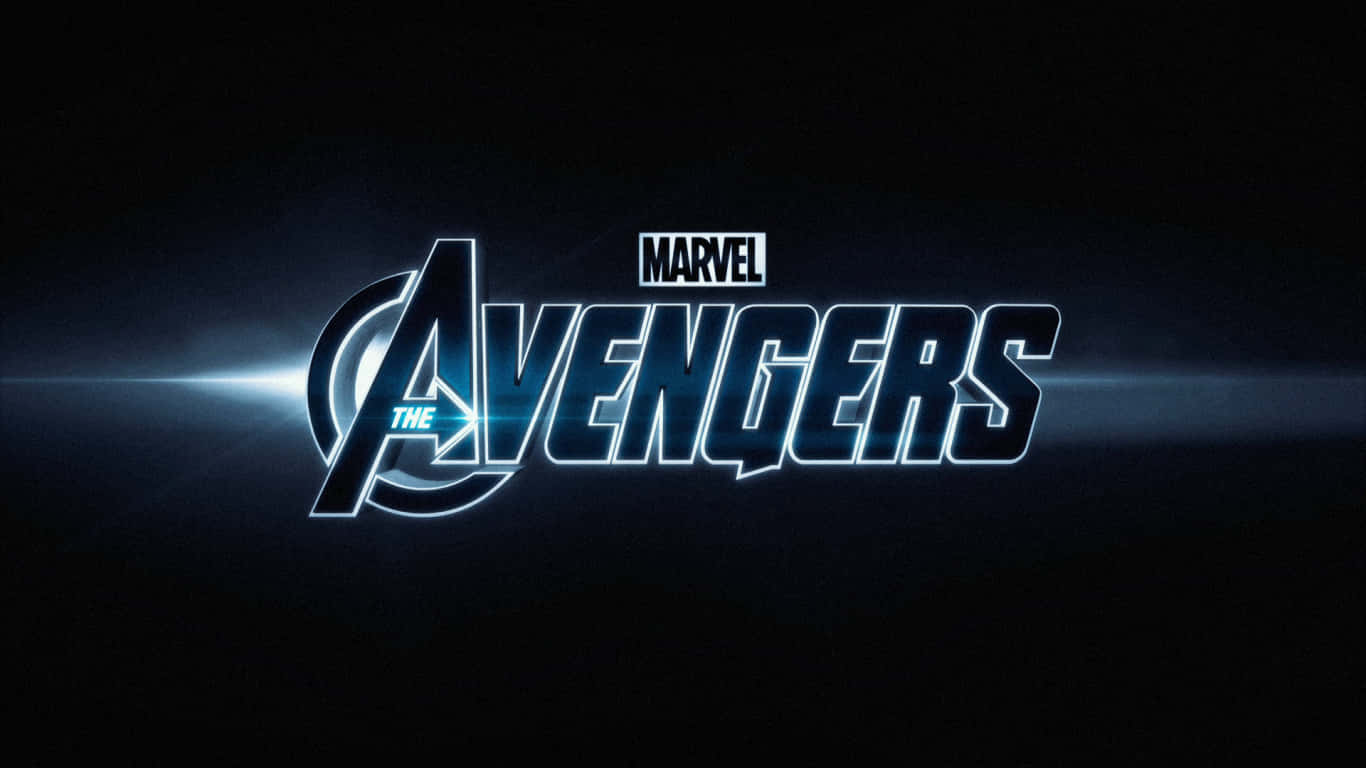 Avengers Laptop 桌布 壁紙 — 復仇者聯盟標誌在黑暗背景上發出電光藍色光芒，帶有鏡頭光暈效果。