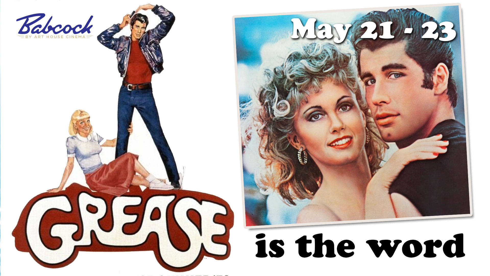 Grease 桌布 壁紙 — 復古《油脂》電影海報藝術，以1950年代風格呈現標誌性角色，搭配大膽色彩與復古字體。