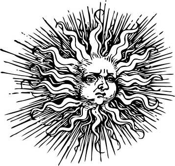 復古太陽臉部插畫 壁紙