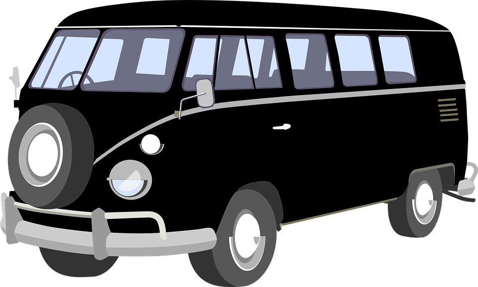 復古嬉皮廂型車插畫 壁紙