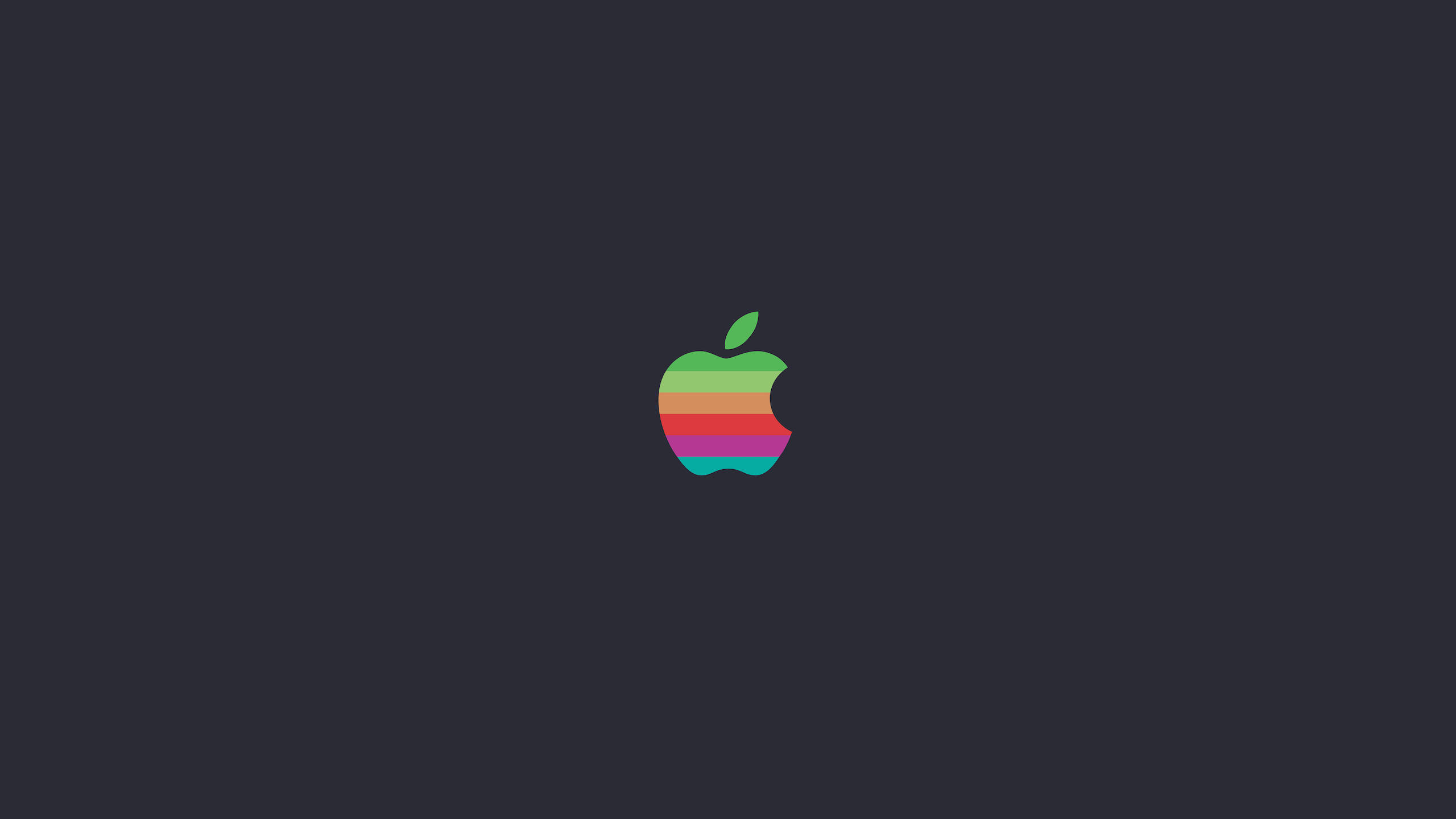 蘋果 桌布 壁紙 — 復古彩虹條紋 Apple 標誌，居中於深灰色背景上。