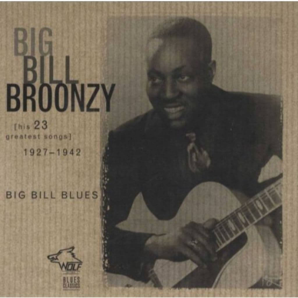 復古 桌布 壁紙 — 復古棕褐色調肖像，藍調音樂家Big Bill Broonzy微笑著抱著一把原聲吉他。
