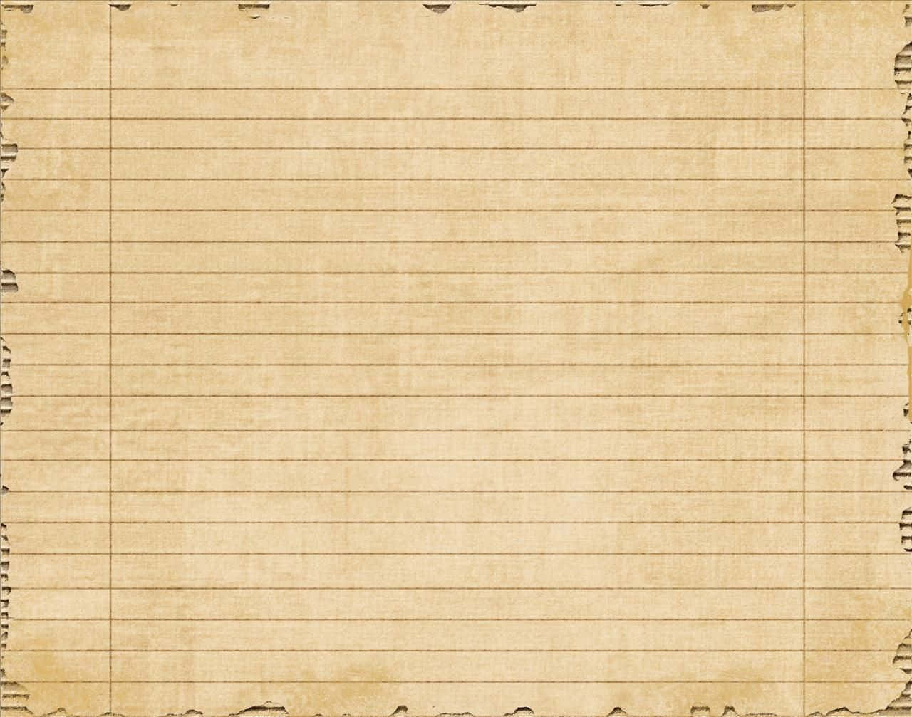 Old Paper 桌布 壁紙 — 復古橫線筆記本紙張，邊緣破損，在陳舊的奶油色表面上帶有褪色的墨水污漬。