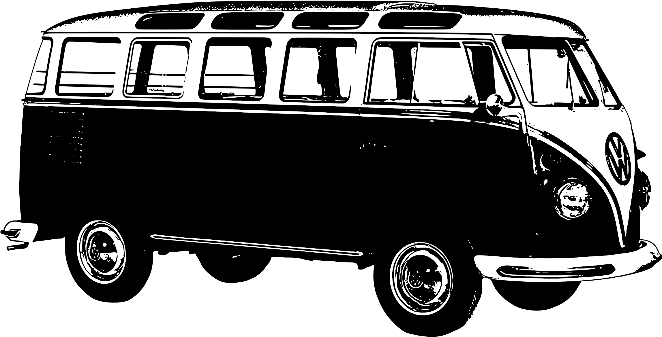 復古福斯廂型車剪影 壁紙