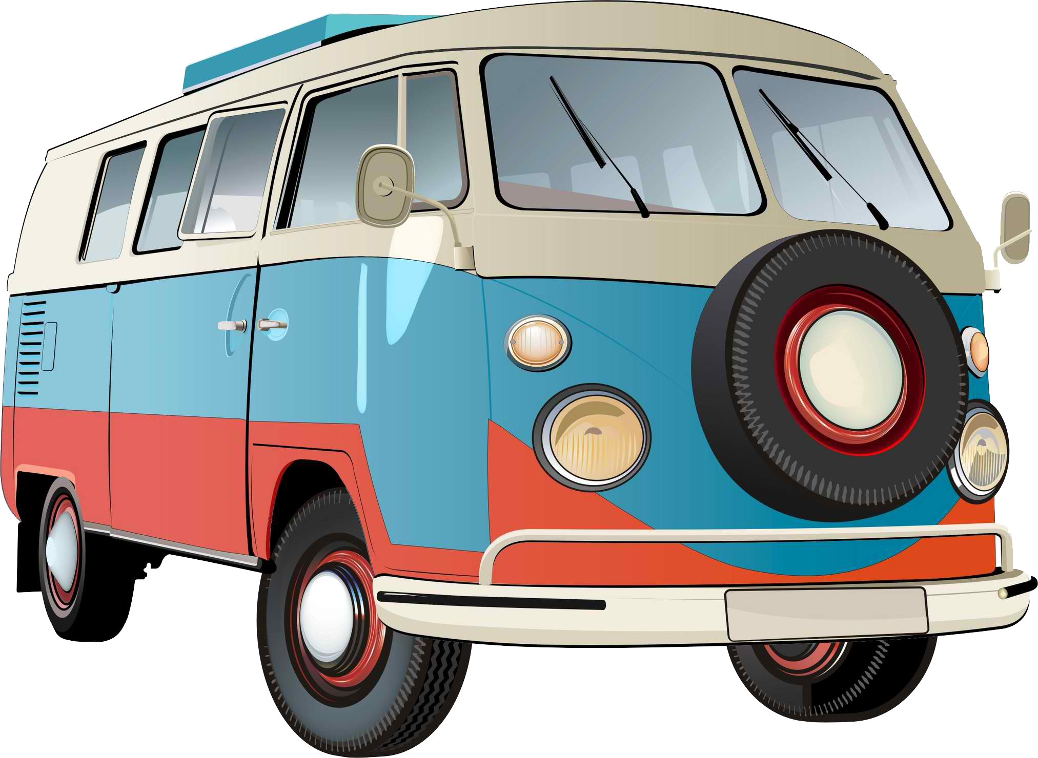 復古福斯廂型車插畫 壁紙