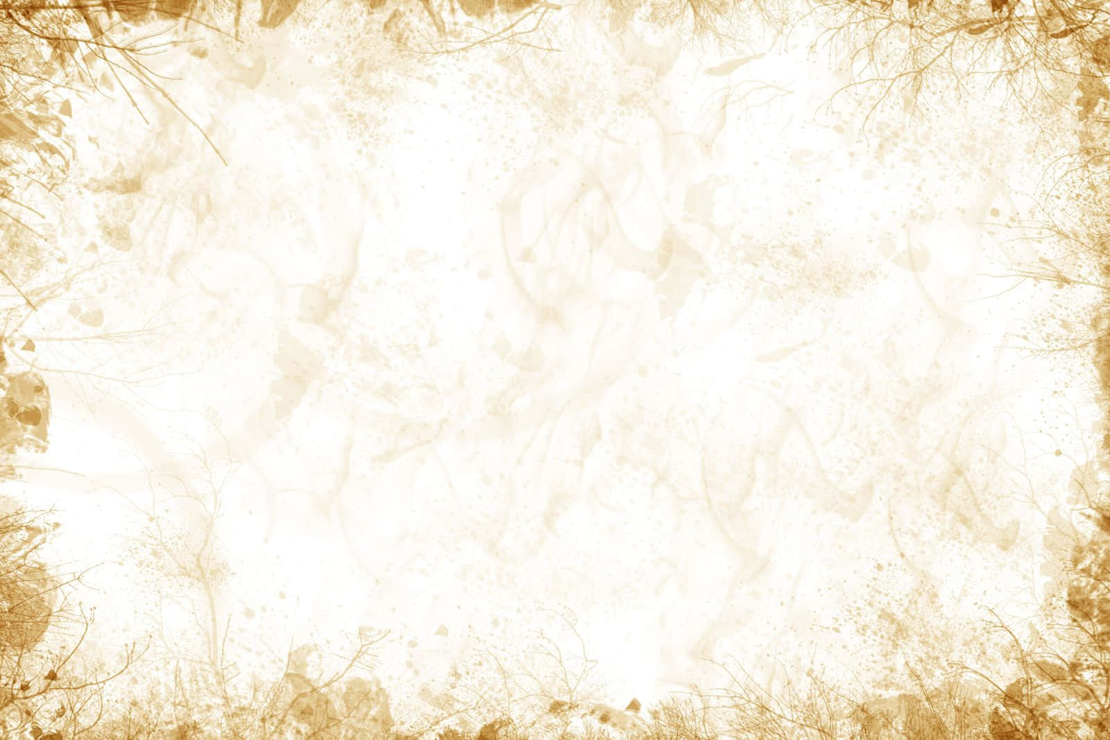 Gold And White 桌布 壁紙 — 復古米色紋理壁紙，精緻樹枝剪影框出柔和雲狀中心。