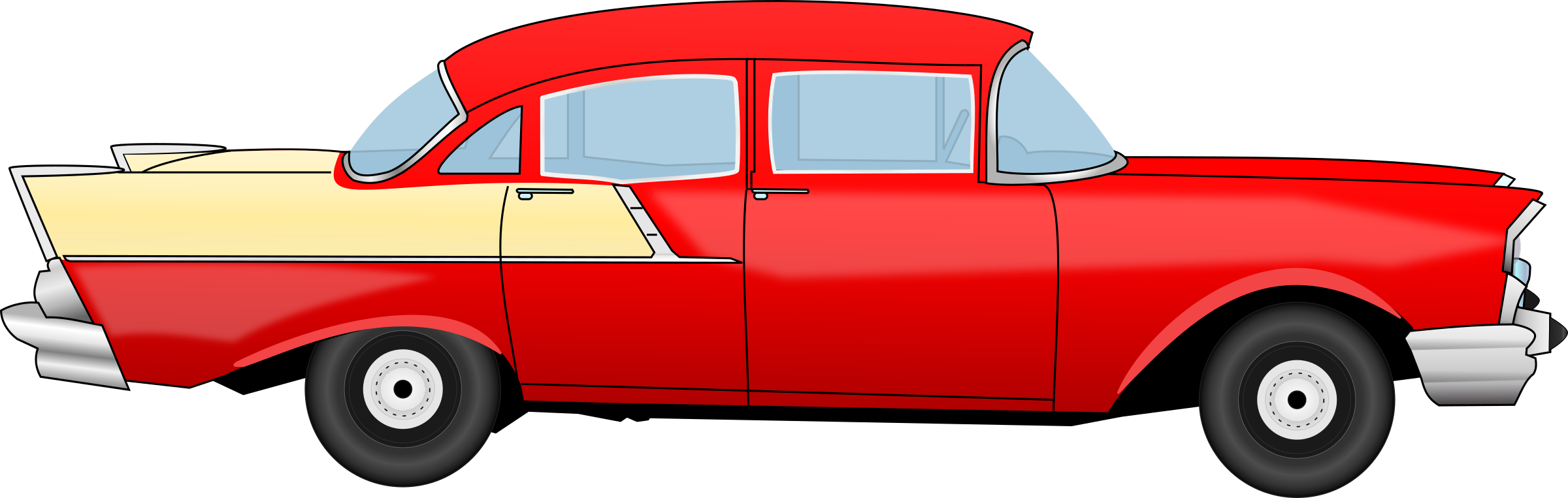 復古紅白經典汽車插畫 壁紙