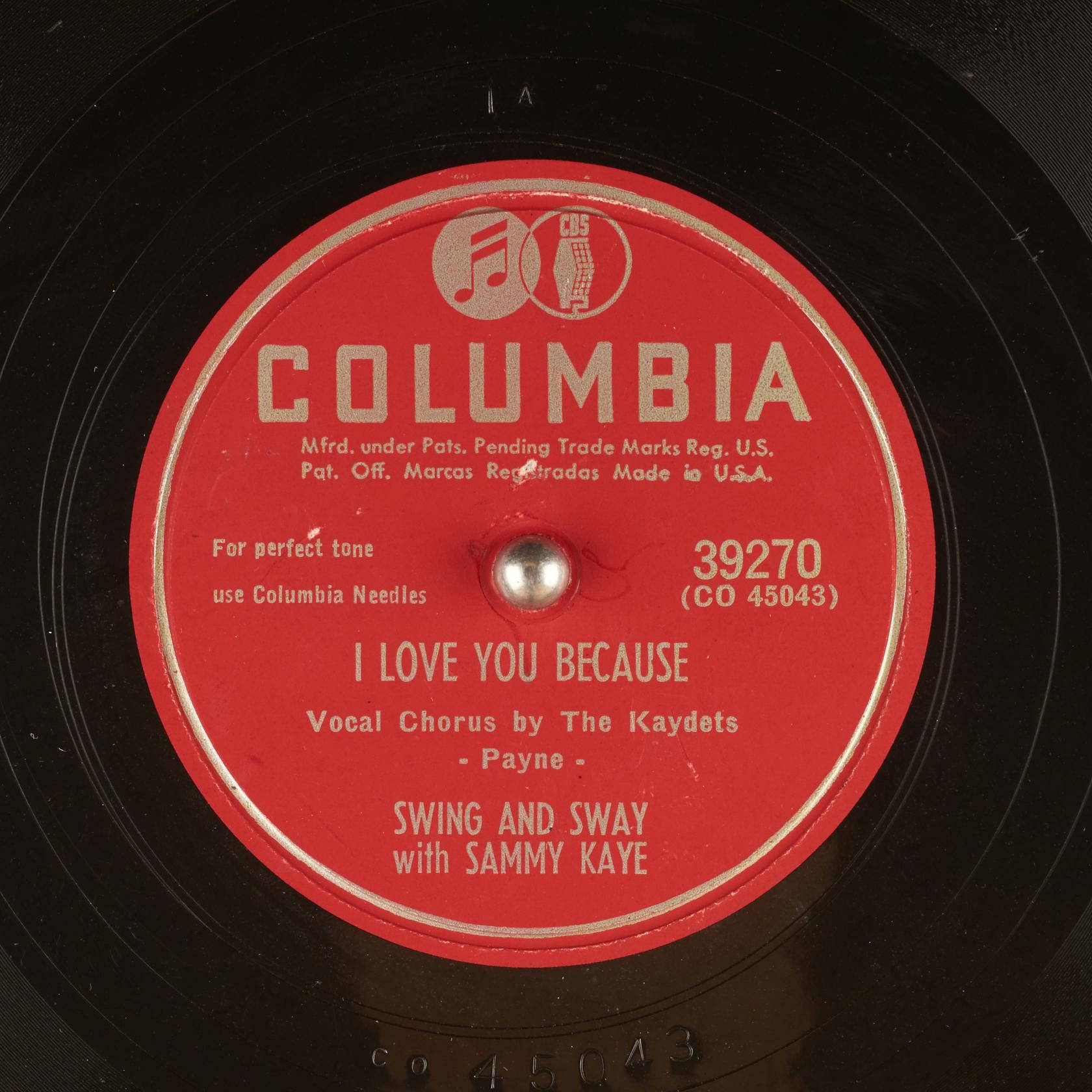 vinyl 桌布 壁紙 — 復古紅色Columbia黑膠唱片標籤的特寫，帶有白色文字和銀色中心軸。