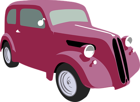 復古紫色汽車插畫 壁紙