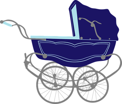 復古藍色嬰兒車 壁紙