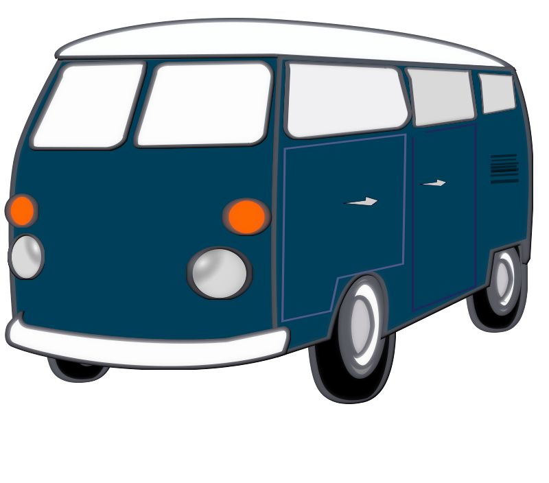 復古藍色廂型車插畫 壁紙