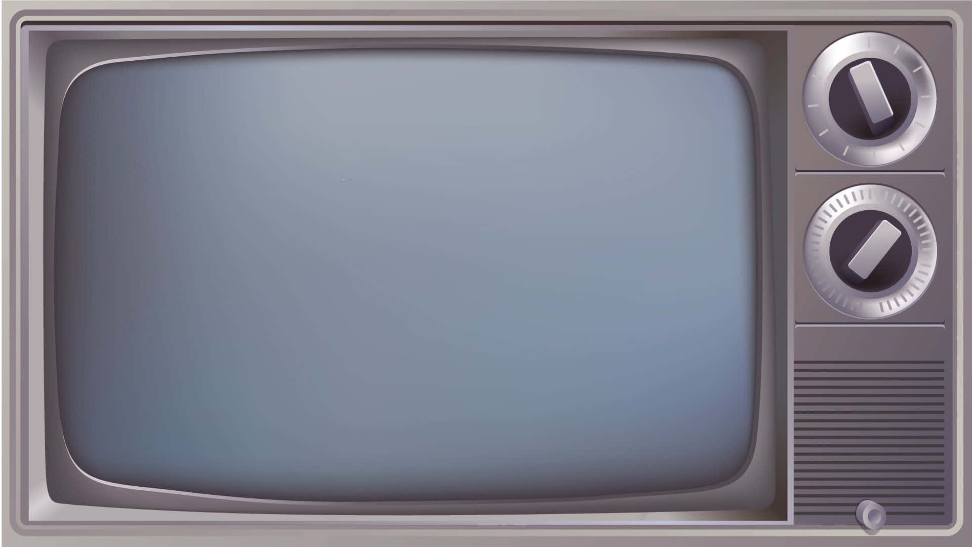Television Set 桌布 壁紙 — 復古銀色電視機，空白螢幕，右側有兩個旋鈕。