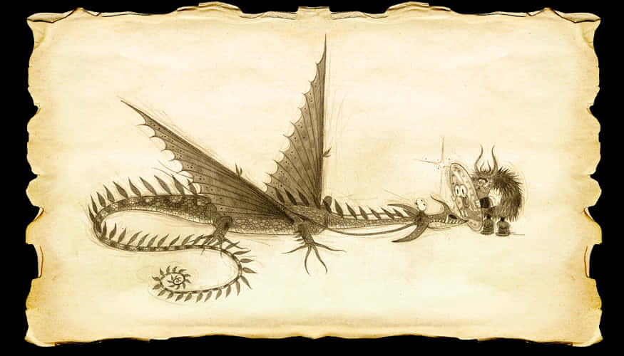 復古龍形素描藝術作品 壁紙