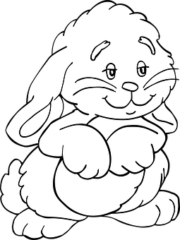 微笑卡通兔子線條畫 — 動物 壁紙