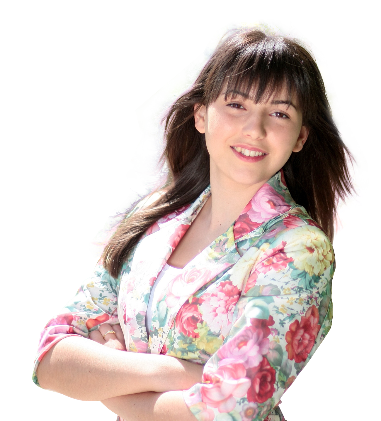微笑女子花卉西裝外套 壁紙
