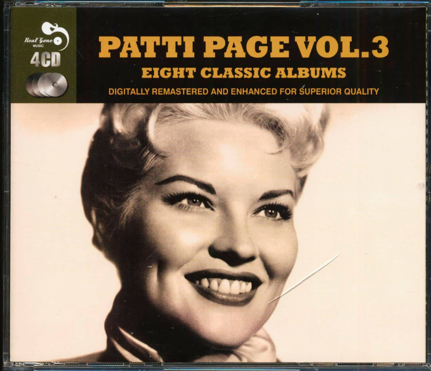 Album Cover 桌布 壁紙 — 微笑歌手Patti Page的復古棕褐色調肖像，經典音樂專輯封面。