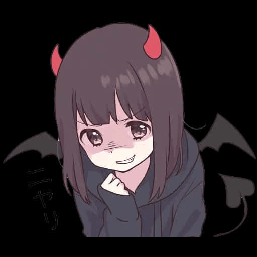 微笑的動漫惡魔女孩