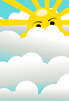 微笑的太陽從雲層後探出頭來 壁紙