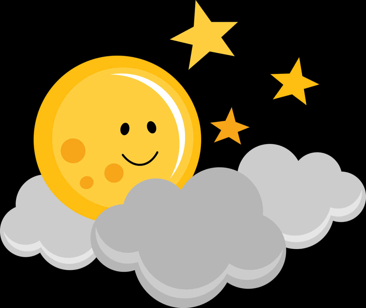 微笑的月亮與星星在雲端之上 壁紙