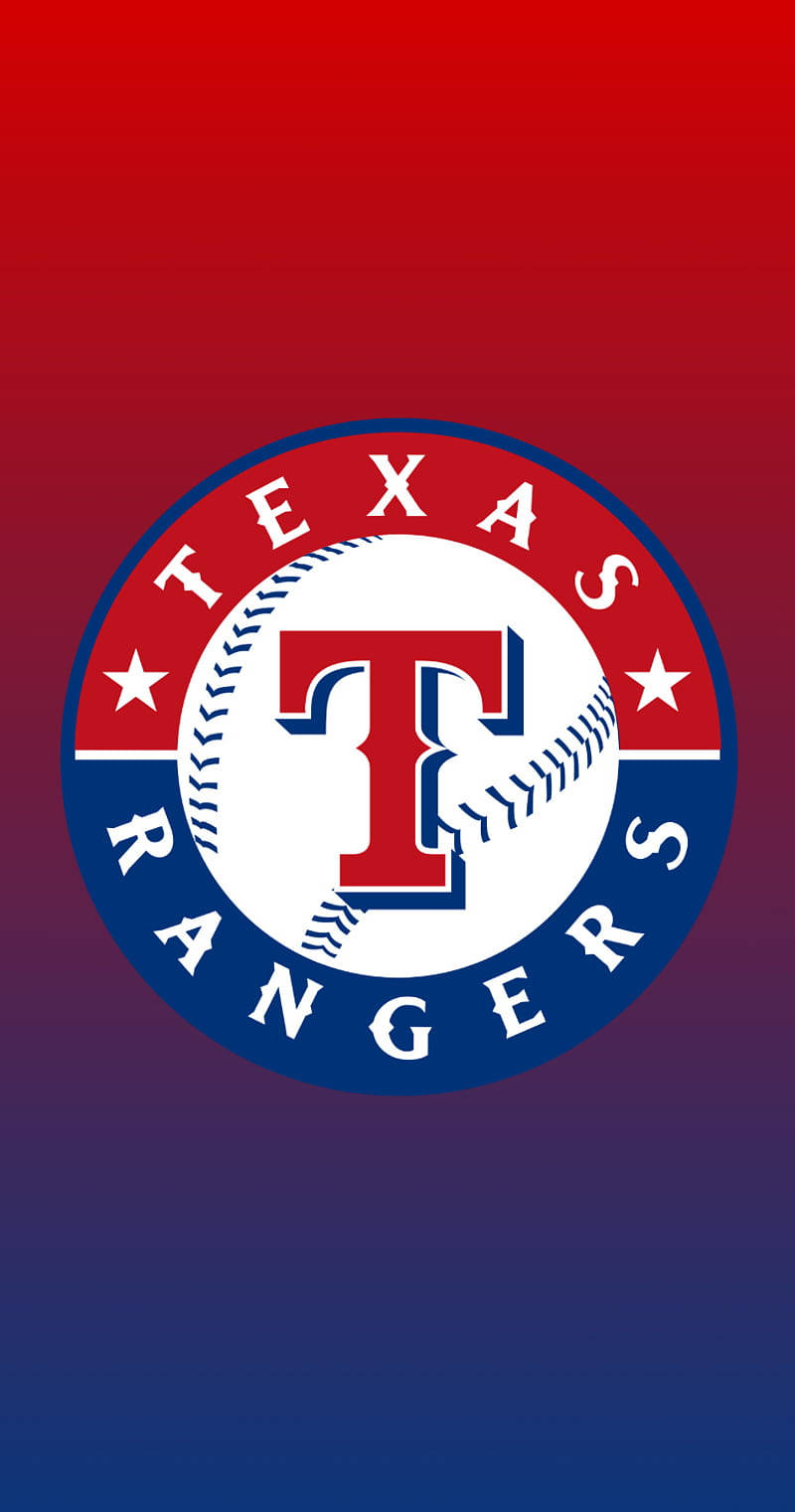 Texas Rangers 桌布 壁紙 — 德州遊騎兵棒球標誌居中於紅到藍漸變背景上。