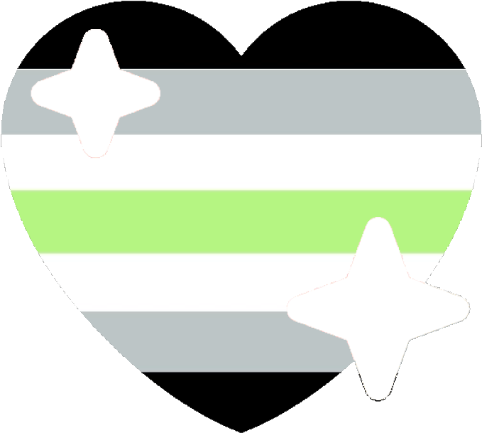 Emoji Discord 桌布 壁紙 — 心形圖案展示帶有淺灰色、白色和淺綠色條紋及白色星星的ace旗幟。