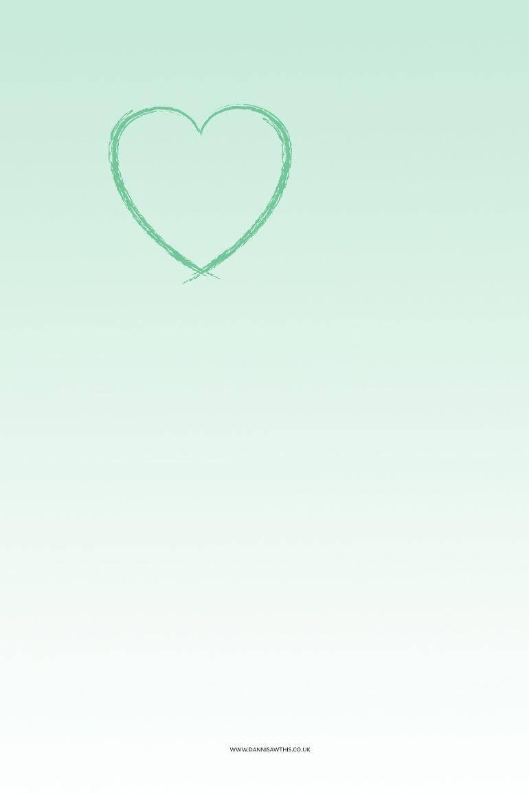 心形漸層薄荷綠iPhone 壁紙