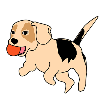 快樂小獵犬卡通狗與紅球 壁紙