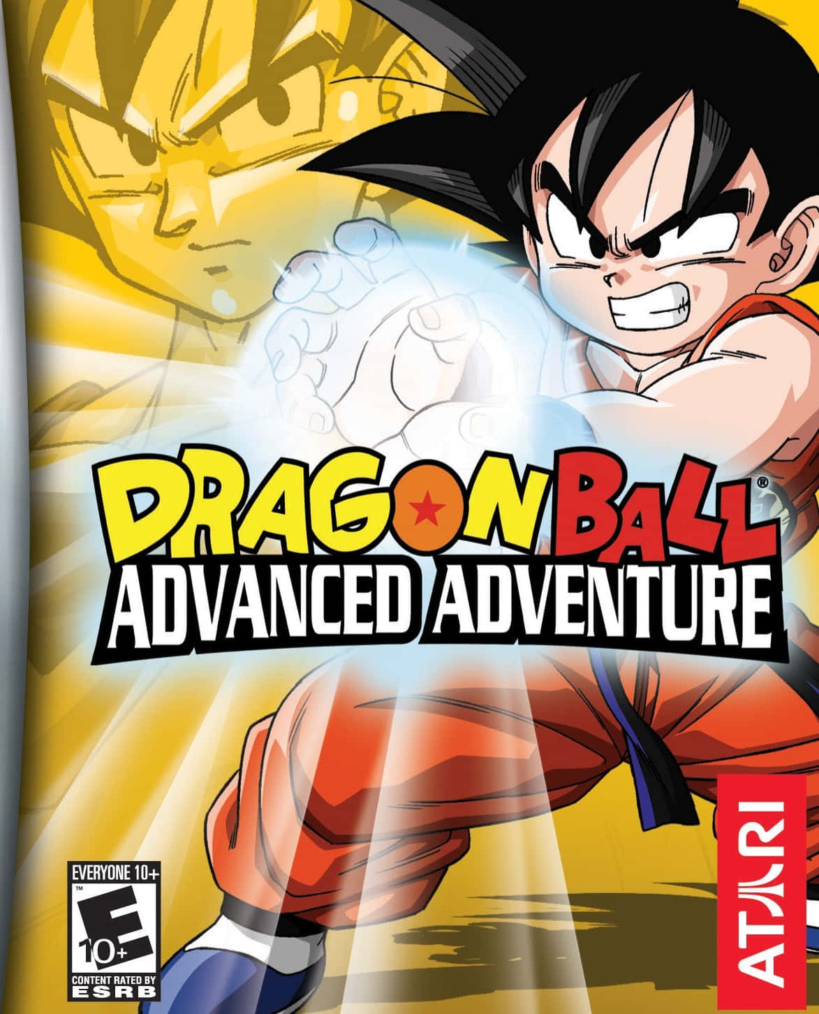 Dragon Ball Z Games 桌布 壁紙 — 悟空穿著橙色道服，以發光的能量拳頭向前衝刺，對抗金色的超級賽亞人對手，出現在充滿活力的動漫遊戲封面。