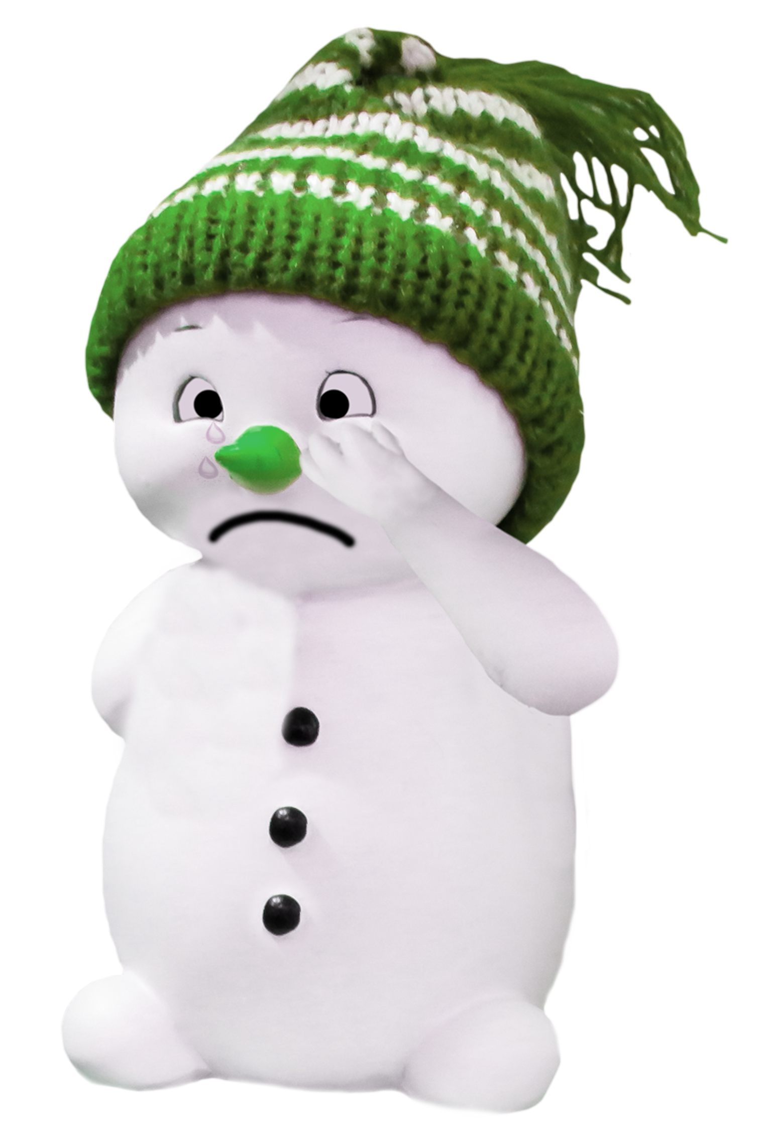 悲傷的雪人戴著綠帽子 壁紙