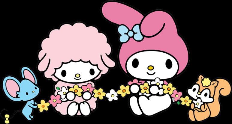 My Melody 與朋友花環 — Sanrio 壁紙