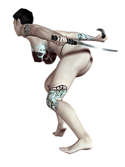 戰士女孩部落紋身武士刀 壁紙