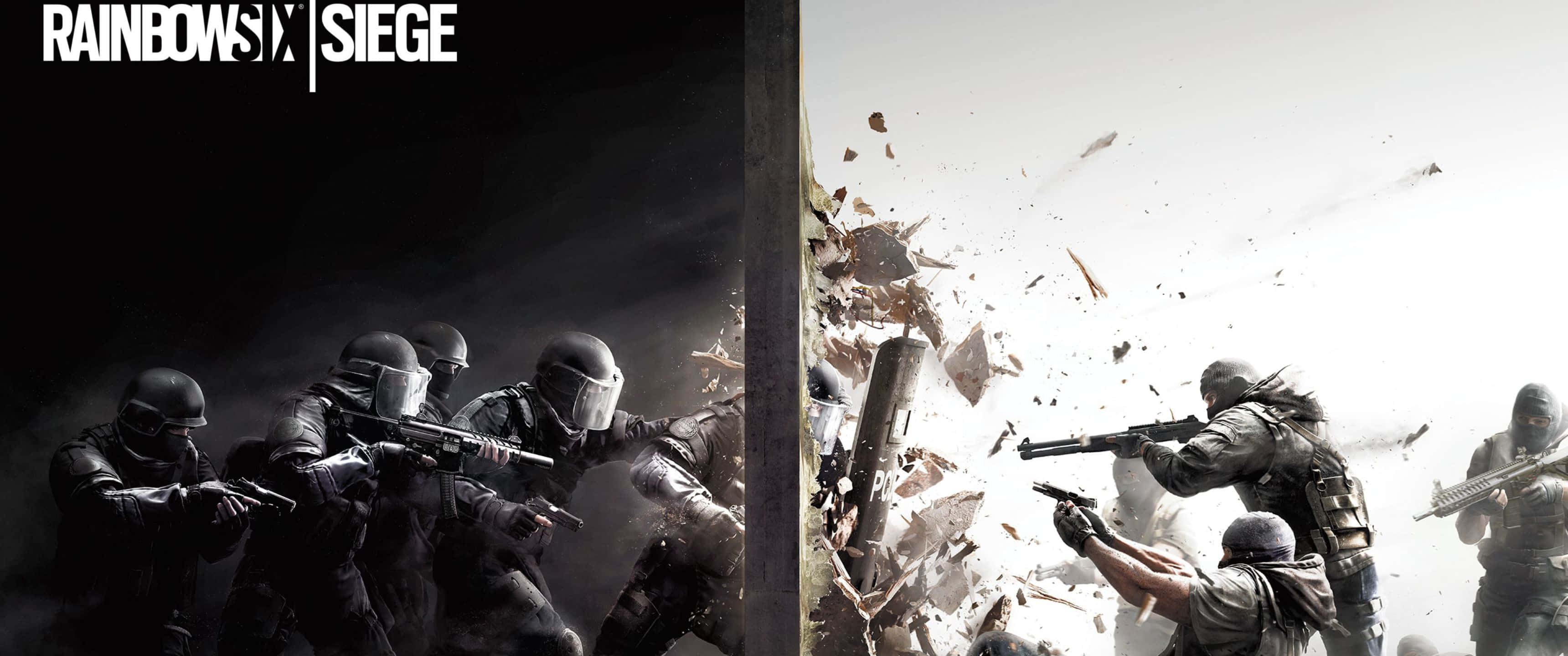 3440x1440p Rainbow Six Siege 桌布 壁紙 — 戰術幹員在《Rainbow Six Siege》遊戲中以爆炸性戰鬥突破牆壁。