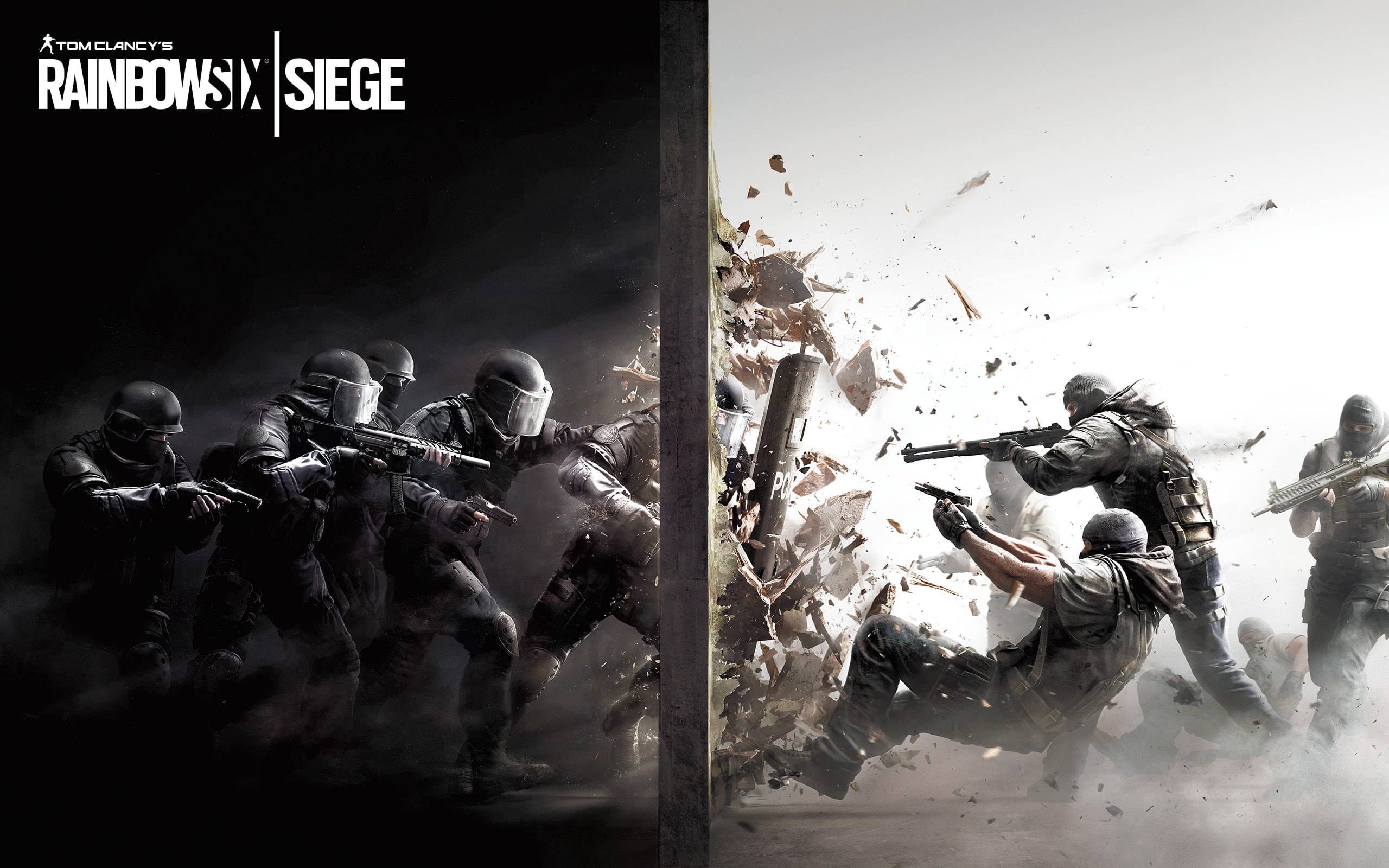 虹彩六號：圍攻行動 桌布 壁紙 — 戰術幹員在《Tom Clancy's Rainbow Six Siege》的爆炸行動中突破牆壁。