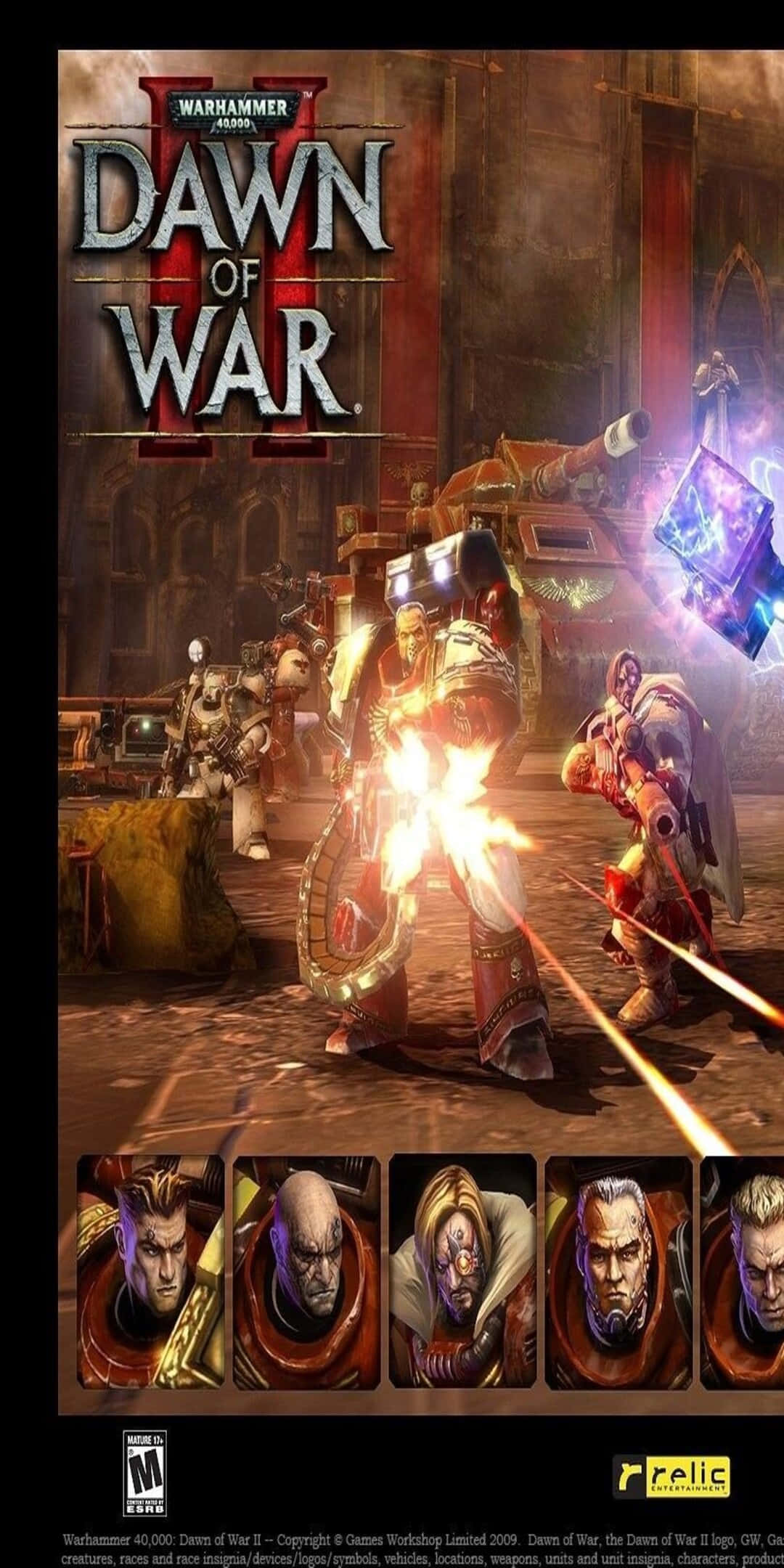電玩遊戲 桌布 壁紙 — 戰鎚40k士兵在熾熱的工業戰區中戰鬥，手持發光武器，對抗裝甲敵人。