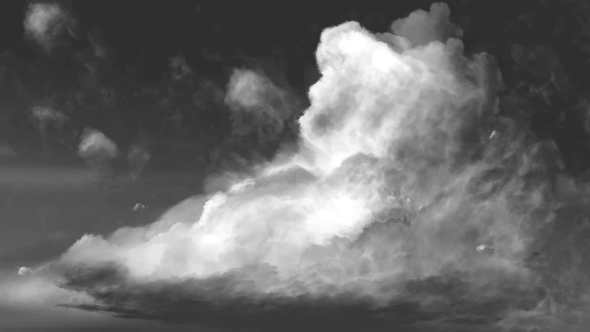 Black And White Sky 桌布 壁紙 — 戲劇性的單色雲層形成，帶有明亮的高光和深沉的陰影，主宰著天空。
