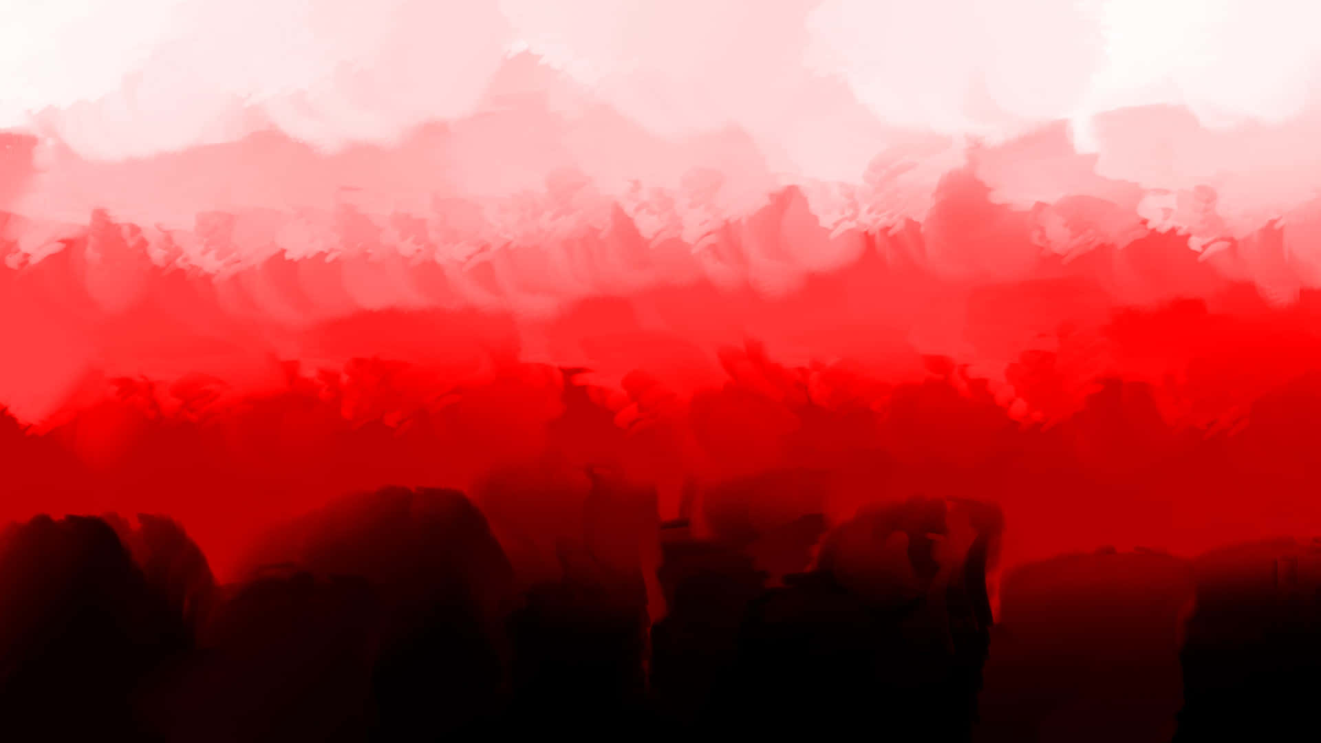 Red White And Black Abstract 桌布 壁紙 — 戲劇性的水彩漸變，紅色雲彩向下漸變成黑色剪影。