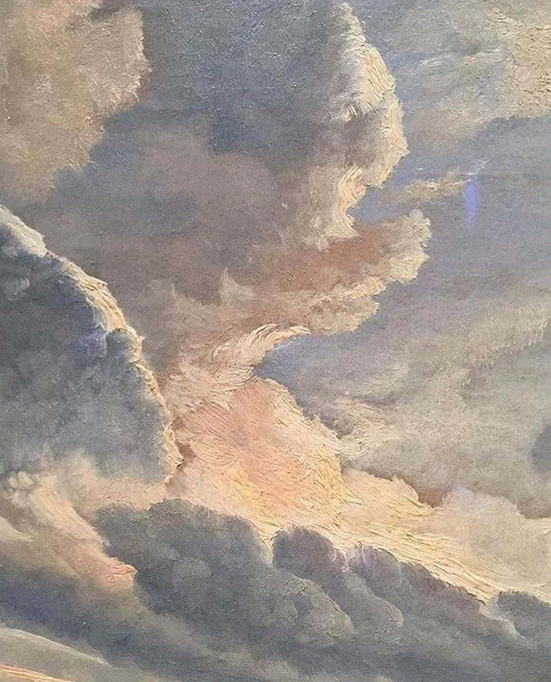 Renaissance 桌布 壁紙 — 戲劇性的油畫，描繪旋轉的雲層，溫暖的光線穿透黑暗的風暴雲層。
